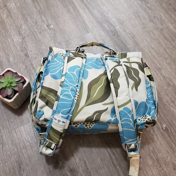 JuJuBe BFF Backpack Marvelous Mums Diaper Bag Floral Green Blue - Picture 2 of 11